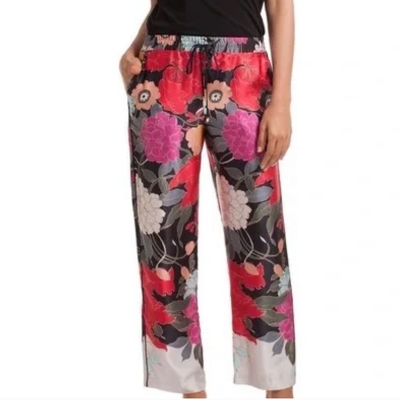 Trina Turk Walker Silk Cropped Pants ~ Tropical Floral
